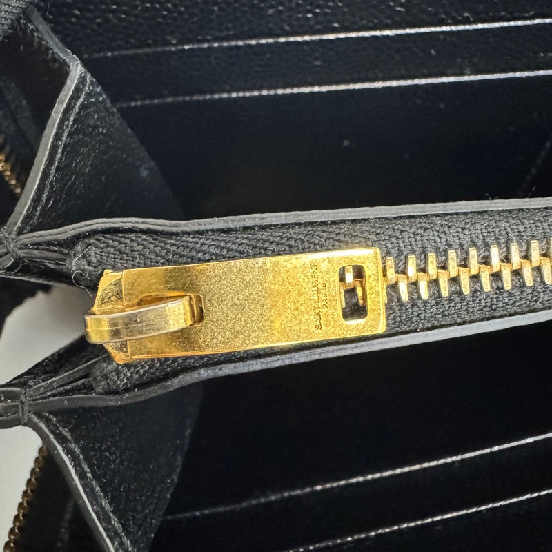 🕯️聖羅蘭長夾YSL黑金魚子醬牛皮ㄇ拉長夾358094-10