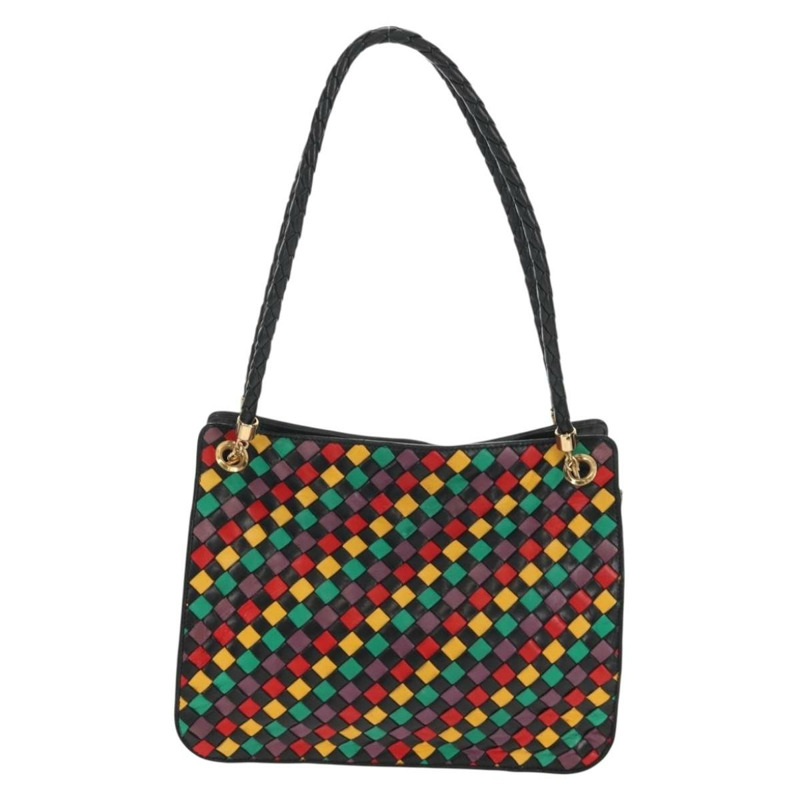 【日本直送】BOTTEGA VENETA INTRECCIATO 皮革肩背包 黑色 金色 正品 156326V-12