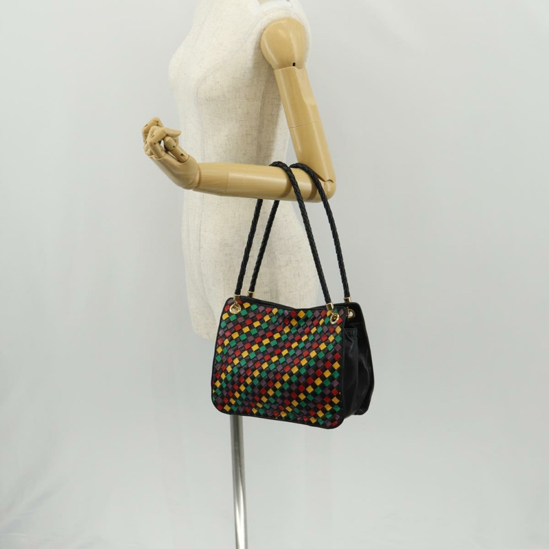 【日本直送】BOTTEGA VENETA INTRECCIATO 皮革肩背包 黑色 金色 正品 156326V-26