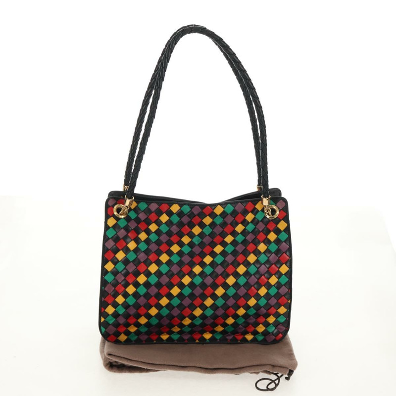 【日本直送】BOTTEGA VENETA INTRECCIATO 皮革肩背包 黑色 金色 正品 156326V-27