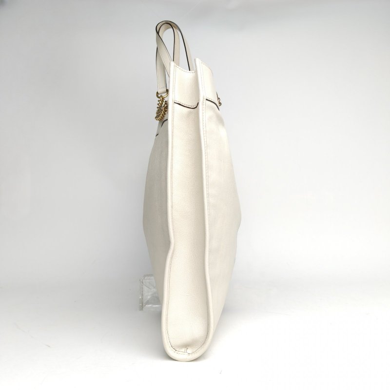 GUCCI 白色牛皮金扣RajahToteBag復古琺瑯虎頭托特包肩背包-3