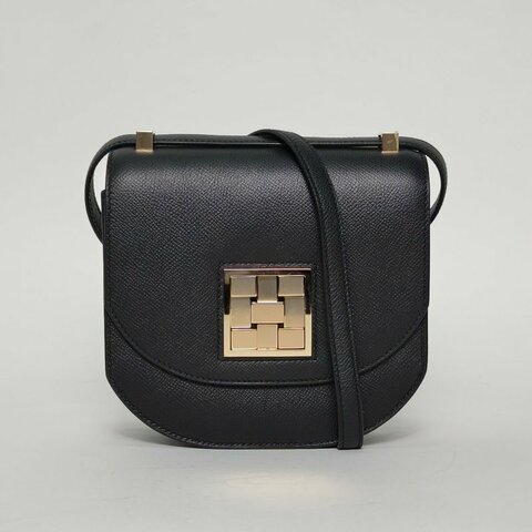 HERMES Mosaique馬賽克小號1789黑色Epsom皮Y刻金扣肩背包