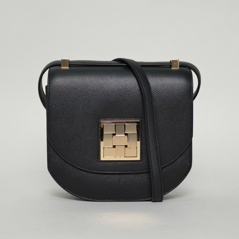 HERMES Mosaique馬賽克小號1789黑色Epsom皮Y刻金扣肩背包-0