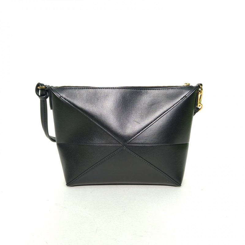 LOEWE 黑色牛皮puzzlefoldpouch變形包斜挎包肩背包-2