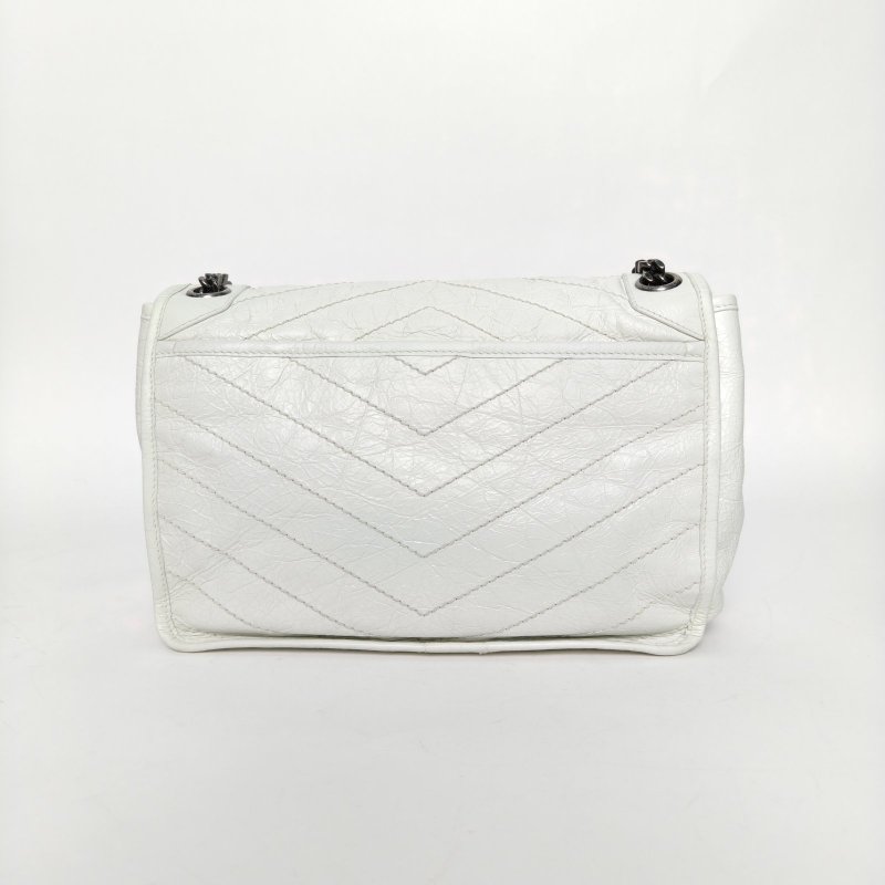 SAINT LAURENT Niki中號28白色牛皮銀扣肩背包-2