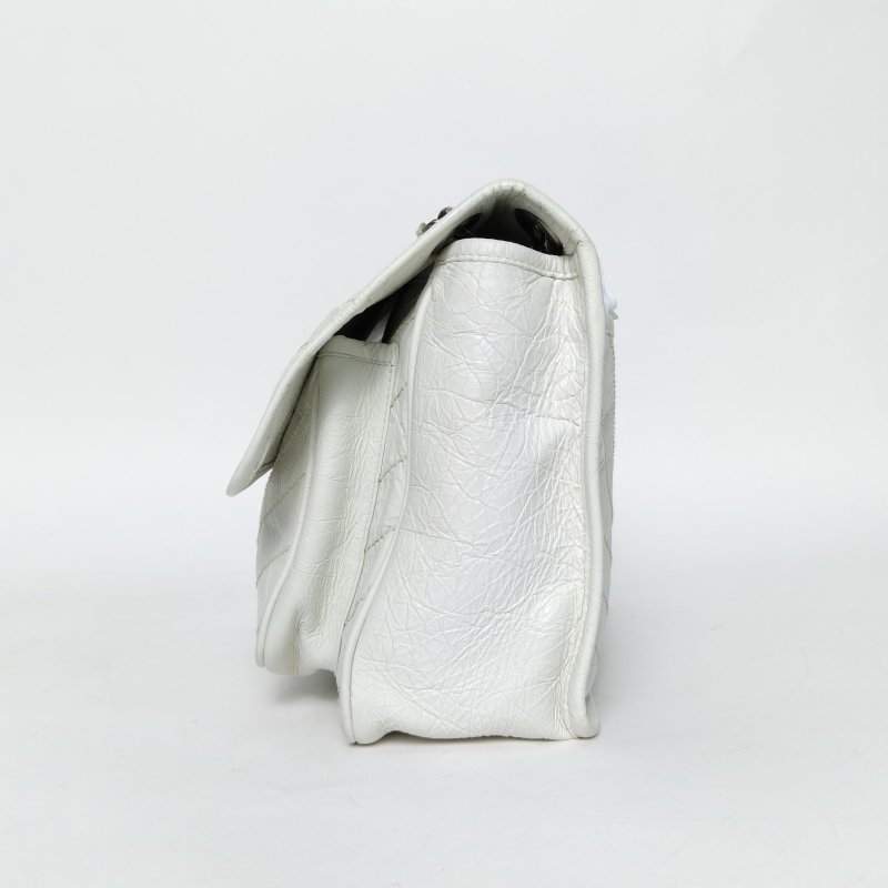 SAINT LAURENT Niki中號28白色牛皮銀扣肩背包-3