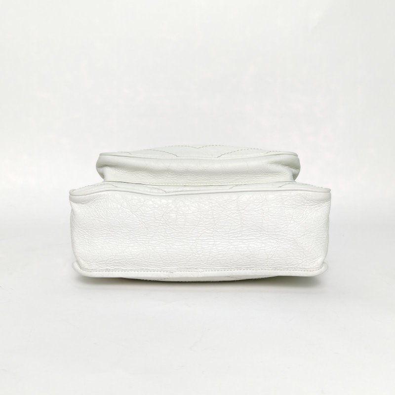 SAINT LAURENT Niki中號28白色牛皮銀扣肩背包-4