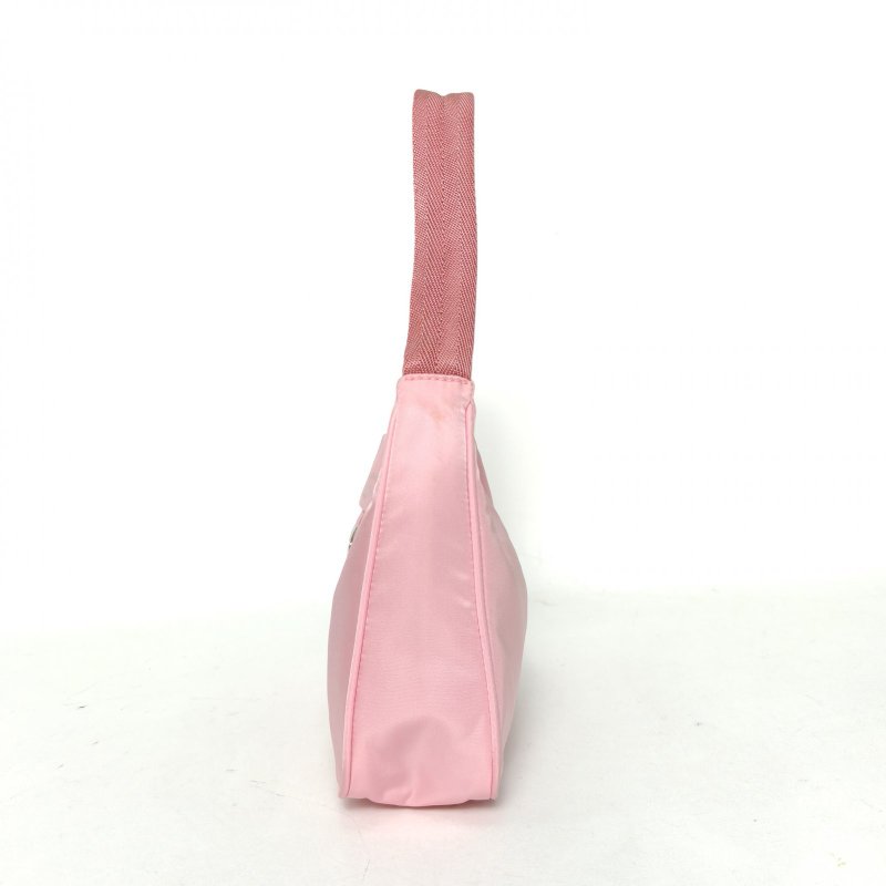 PRADA Hobo腋下包粉色尼龍銀扣肩背包-3