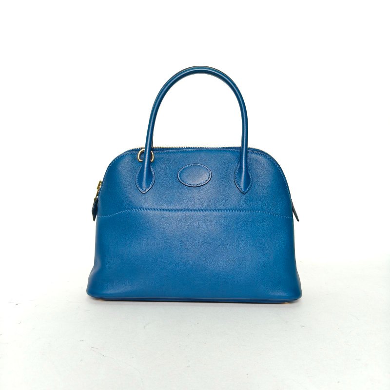 HERMES Bolide保齡球包27O8皇室藍Swift皮D刻金扣肩背包-0