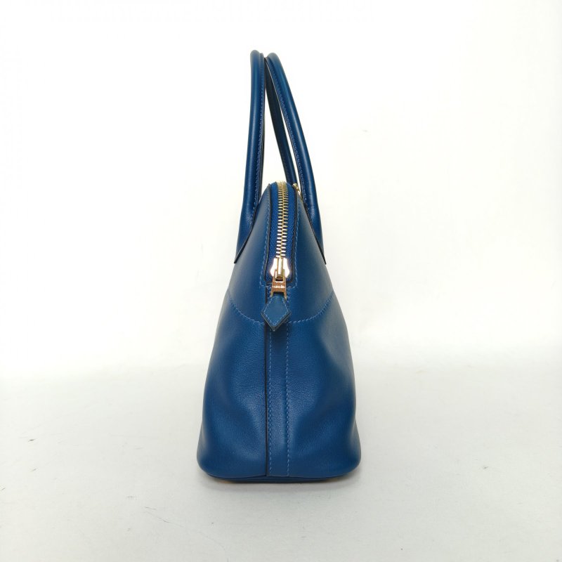 HERMES Bolide保齡球包27O8皇室藍Swift皮D刻金扣肩背包-3