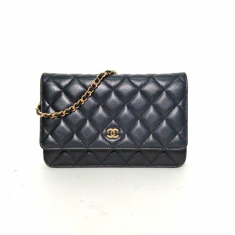 CHANEL CFWOC19黑色荔枝牛皮30開金扣肩背包