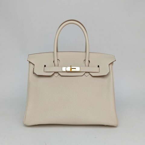 HERMES Birkin3010奶昔白Togo皮W刻金扣肩背包