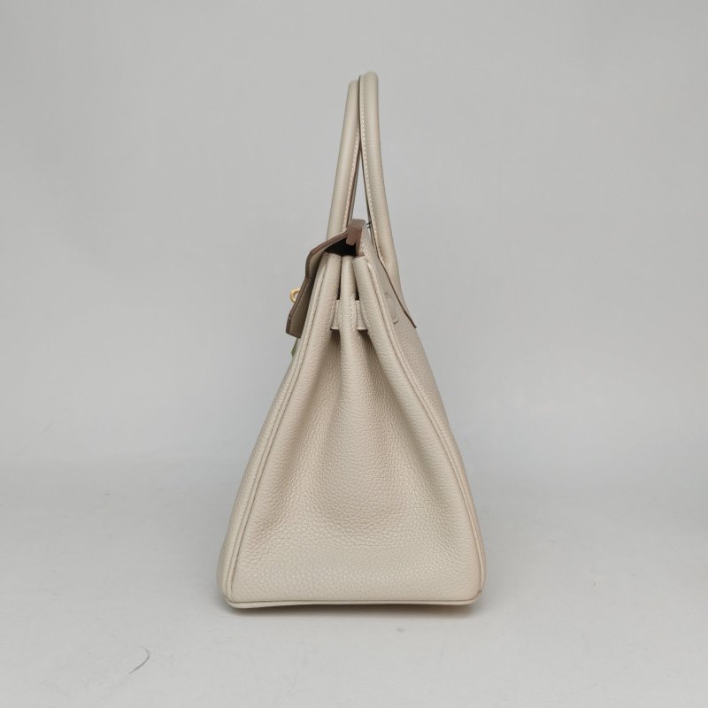 HERMES Birkin3010奶昔白Togo皮W刻金扣肩背包-3