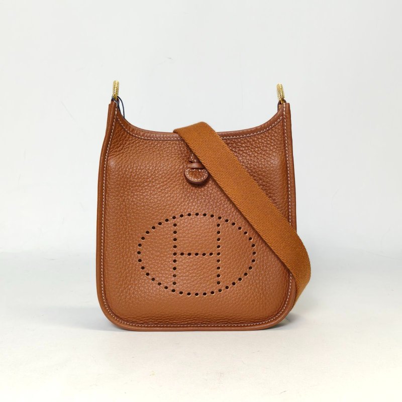 HERMES EvelyneMini1637金棕色TC皮U刻金扣肩背包-0