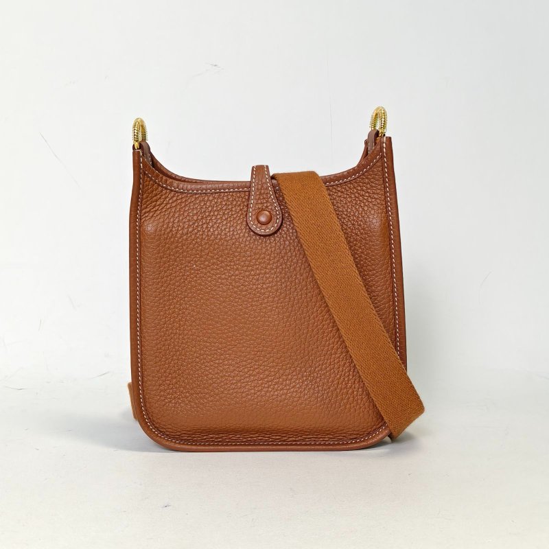 HERMES EvelyneMini1637金棕色TC皮U刻金扣肩背包-2