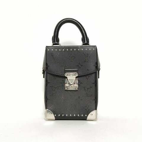 LOUIS VUITTON CAMERABOX相機盒子包黑色牛皮晶片肩背包