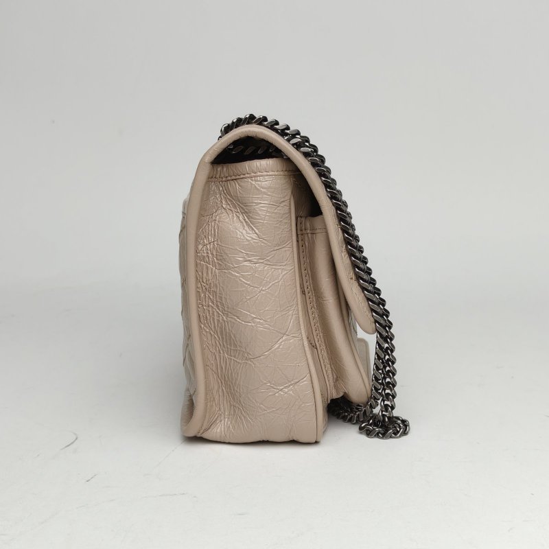 SAINT LAURENT NikiMini21奶茶色牛皮銀扣肩背包-3