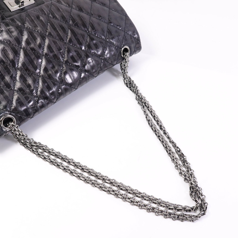 CHANEL 牛皮皮革2.55 Large銀扣鏈帶肩背袋-7