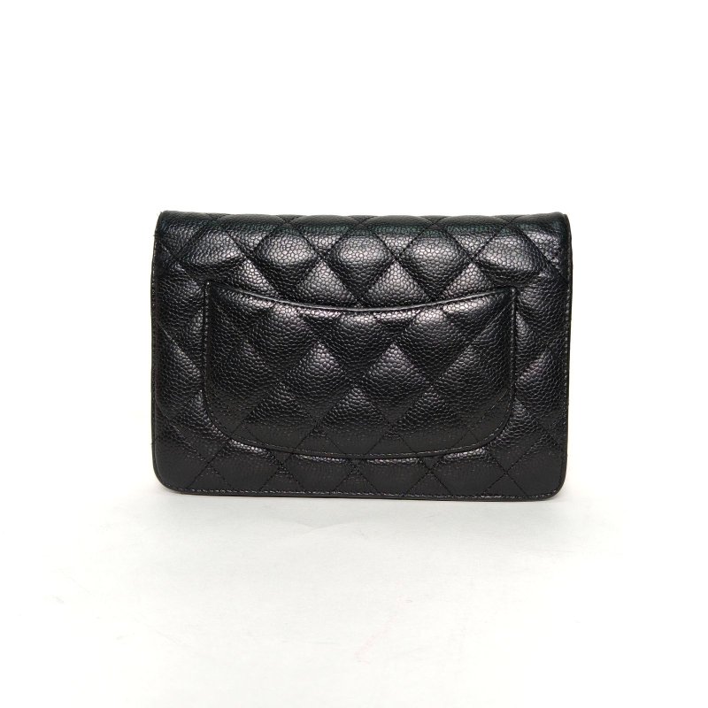 CHANEL CFWOC19黑色荔枝牛皮24開金扣肩背包-2