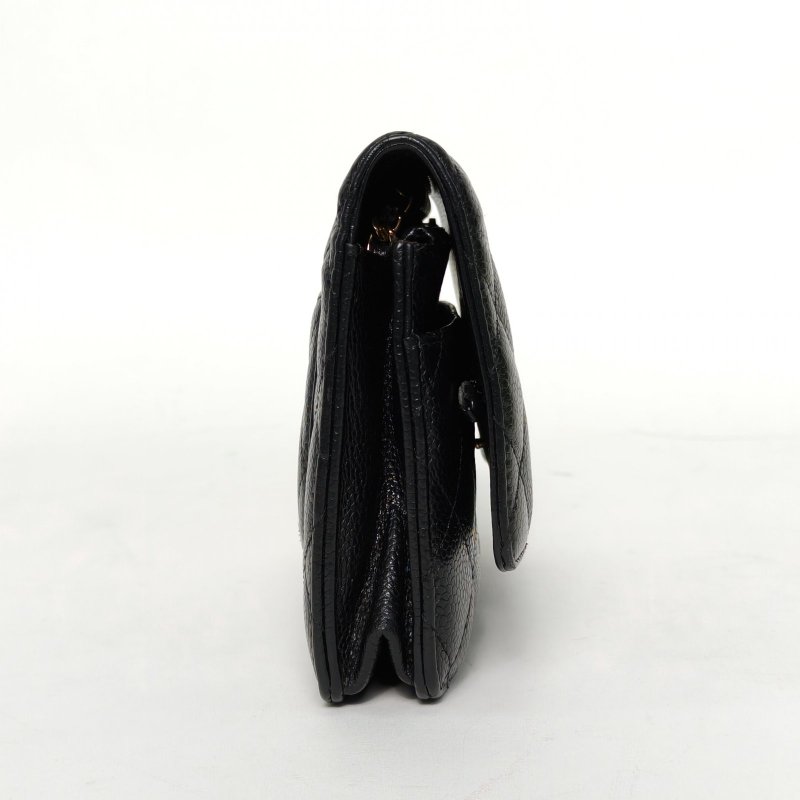 CHANEL CFWOC19黑色荔枝牛皮24開金扣肩背包-3