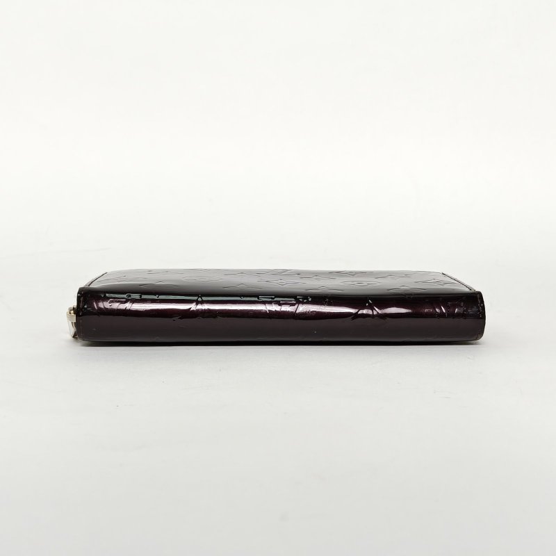 LOUIS VUITTON 酒紅色漆皮2007長款拉鏈錢包肩背包-4