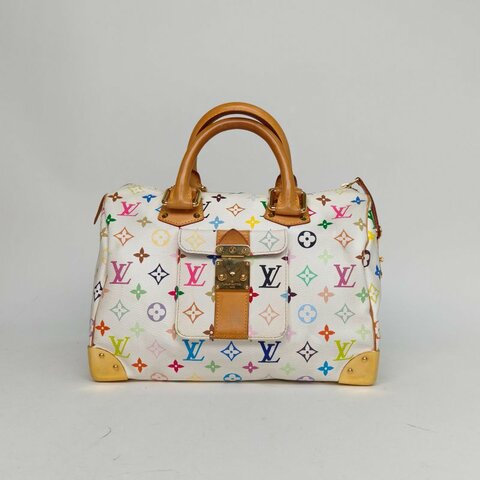 LOUIS VUITTON 中古Sp30白三彩PVC2005肩背包