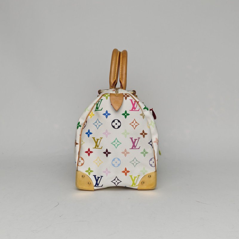 LOUIS VUITTON 中古Sp30白三彩PVC2005肩背包-3