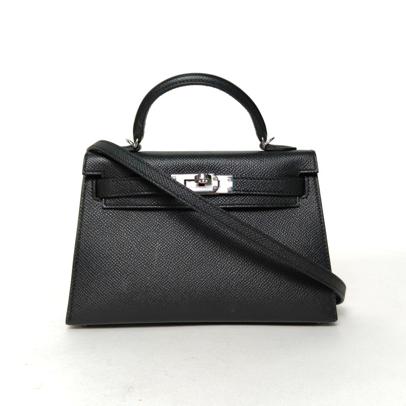 HERMES MiniKelly二代1989黑色Epsom皮K2025銀扣肩背包-0