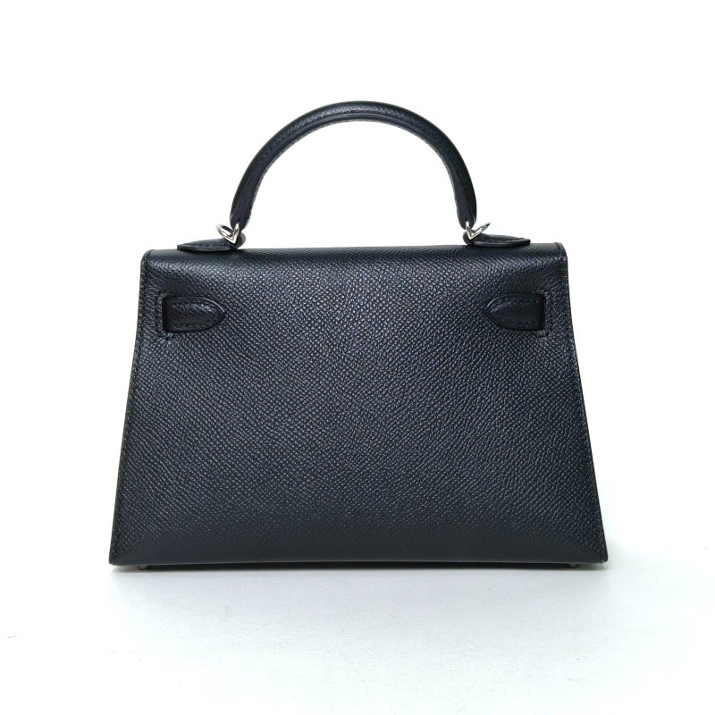 HERMES MiniKelly二代1989黑色Epsom皮K2025銀扣肩背包-2