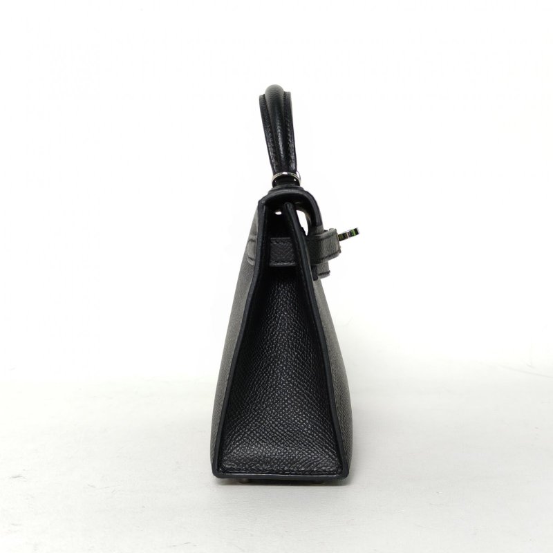 HERMES MiniKelly二代1989黑色Epsom皮K2025銀扣肩背包-3