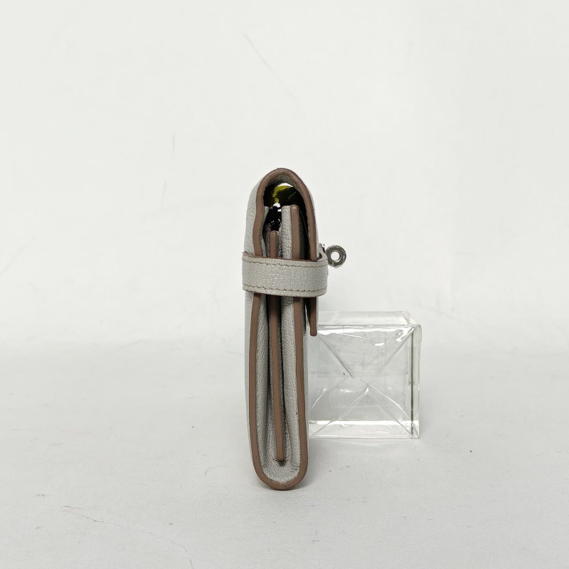 HERMES Kelly長款錢包80珍珠灰Chevre山羊皮A刻銀扣肩背包-3