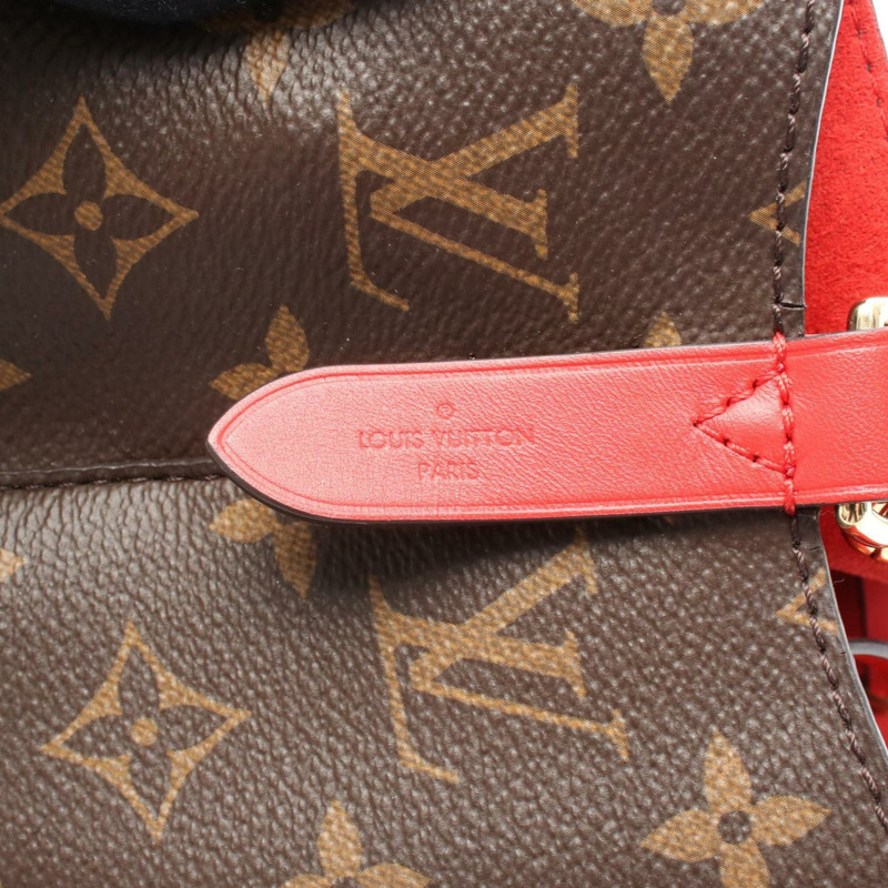 路易威登 NeoNoe Monogram Coquelicot 單肩包，塗層帆布和皮革，Monogram 圖案，女士，棕紅色，M44021-3