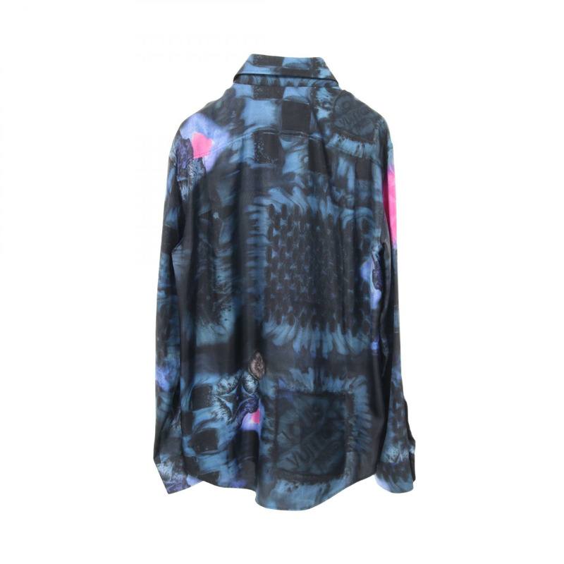 路易威登鹽紋Damier襯衫 RM212M DR1 HLS17W 絲綢藍多色 #M 男款-1