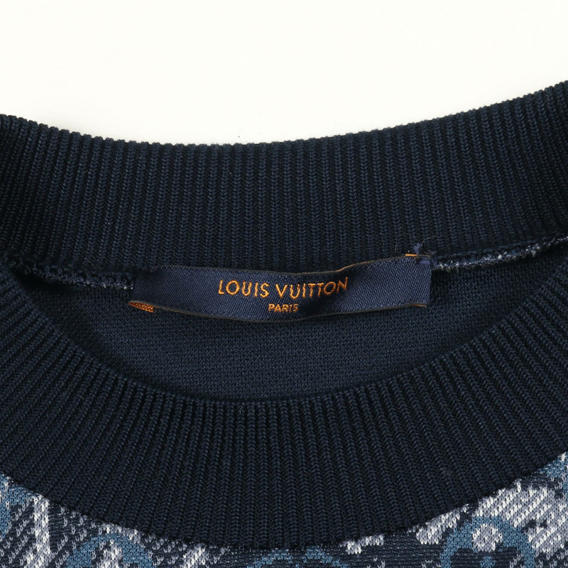 路易威登 Monogram Tapestry 衛衣棉質海軍藍灰白 #S 二手男款-2