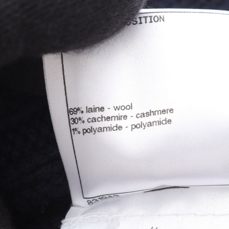 香奈兒 (CHANEL) 絞花針織衫 #34 P59228K07759 羊毛羊絨混紡 海軍藍 白色 二手-4