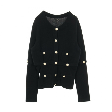 香奈兒 COCO 標誌紐扣開襟衫 #38 P72780K10442 羊絨黑色二手女款