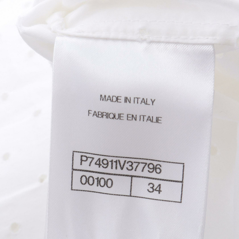 香奈兒 COCO 標誌紐扣打孔襯衫 #34 P74911V37796 純棉 白色 二手 女款-3