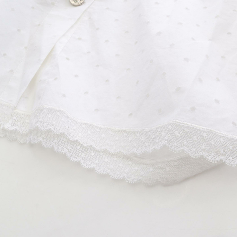 香奈兒 COCO 標誌紐扣打孔襯衫 #34 P74911V37796 純棉 白色 二手 女款-8