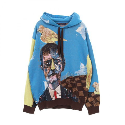 路易威登（LOUIS VUITTON）連帽衫，純棉材質，藍棕色多色，XL碼，二手男款。