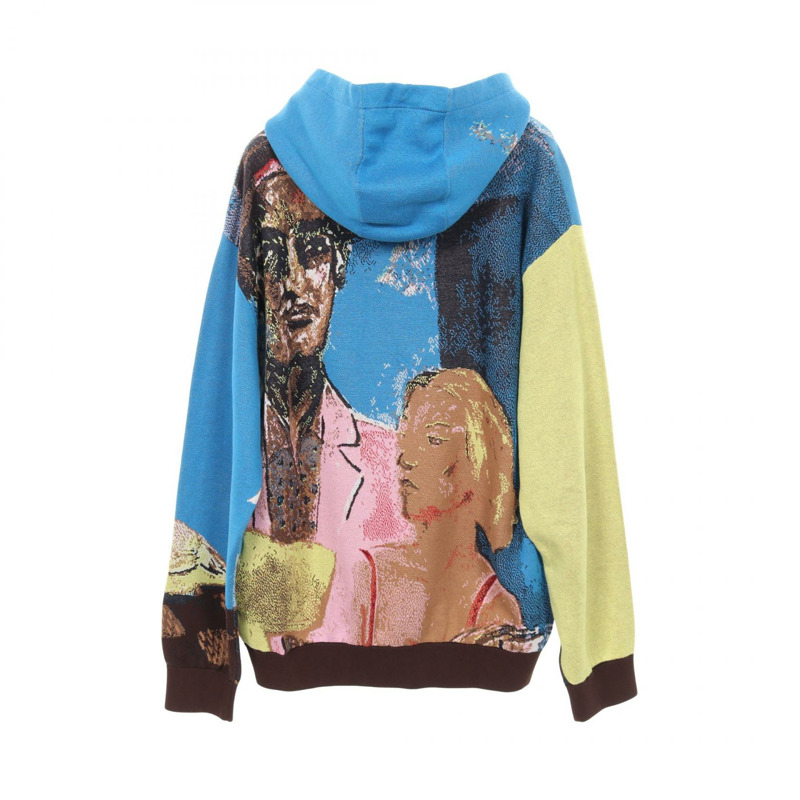 路易威登（LOUIS VUITTON）連帽衫，純棉材質，藍棕色多色，XL碼，二手男款。-1