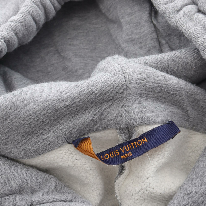 路易威登 Monogram 圓形剪裁連帽衫，純棉灰色，XL 碼，二手男士-5
