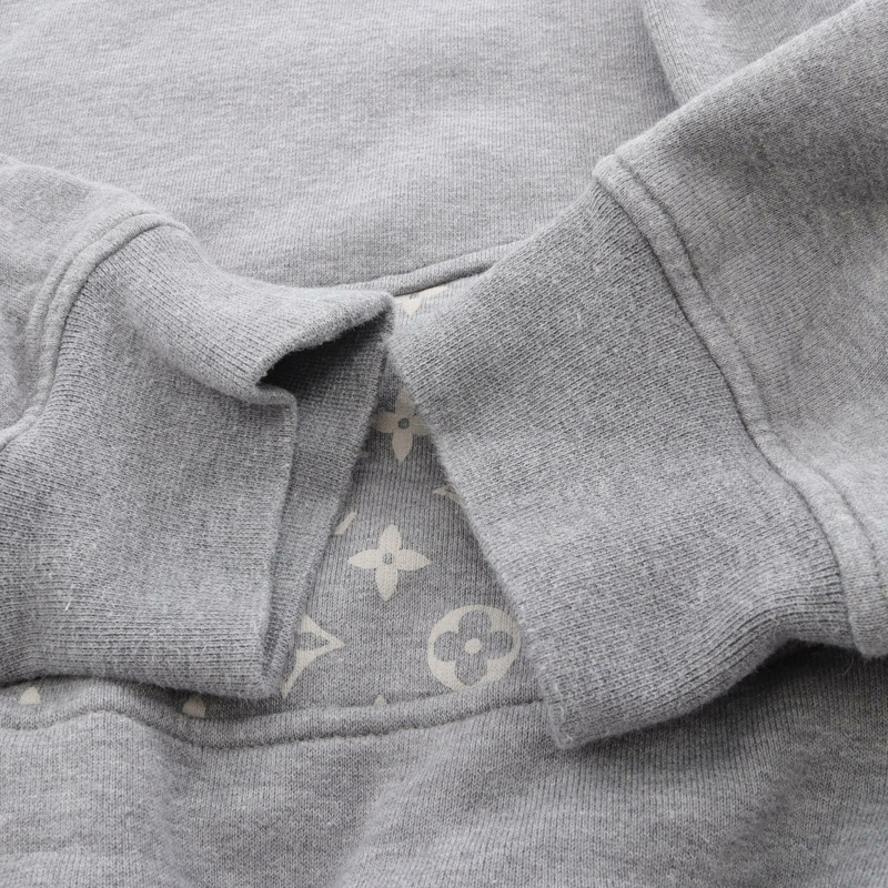 路易威登 Monogram 圓形剪裁連帽衫，純棉灰色，XL 碼，二手男士-7