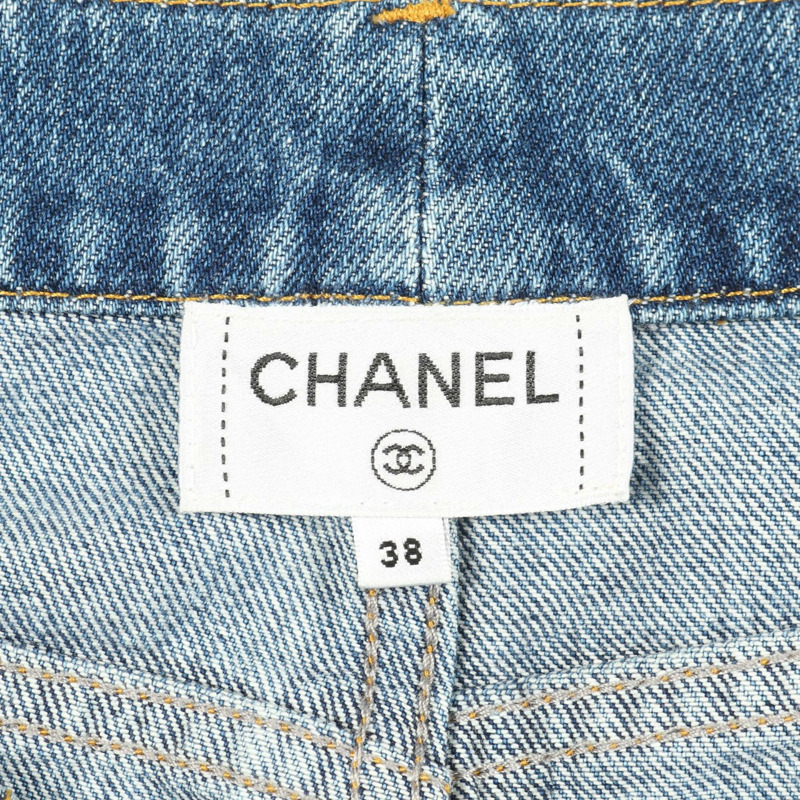 香奈兒 COCO 標誌珠寶羈扣牛仔褲 #38 棉質藍色二手女裝-2