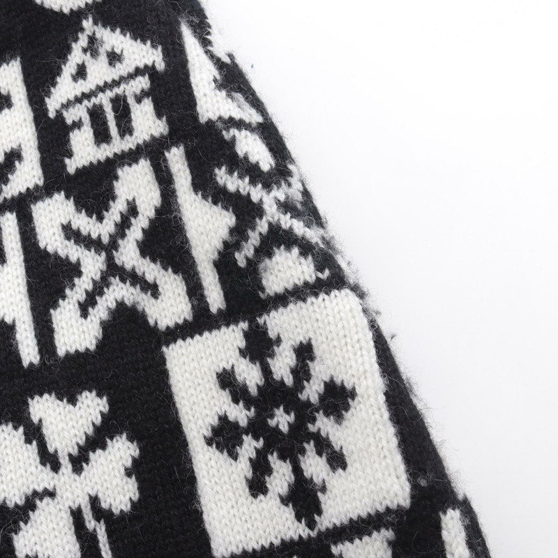 香奈兒 COCO Mark 針織半身裙 #36 P62261K47646 19B 羊絨 黑色 白色 二手-5