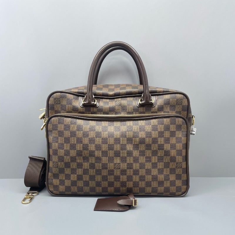 LV路易威登 雙層手提公文包棕棋盤格-0