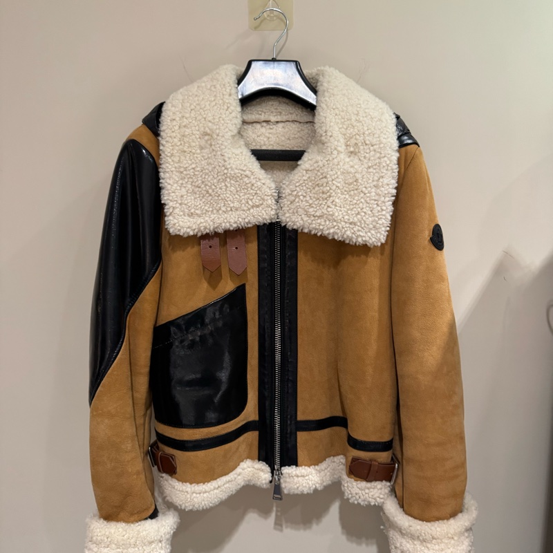 Moncler 麂皮羔羊外套/機車外套/女生1號/97新美品-0