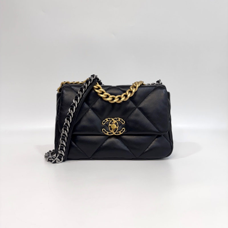 🖤香奈兒19 chanel黑金油蠟羊皮19bag小號26cm AS1160-5