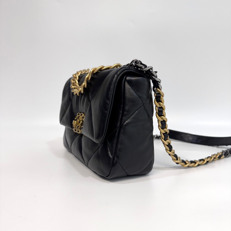🖤香奈兒19 chanel黑金油蠟羊皮19bag小號26cm AS1160-6