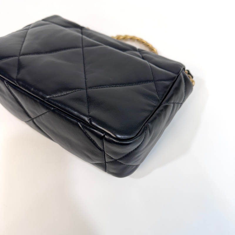 🖤香奈兒19 chanel黑金油蠟羊皮19bag小號26cm AS1160-12