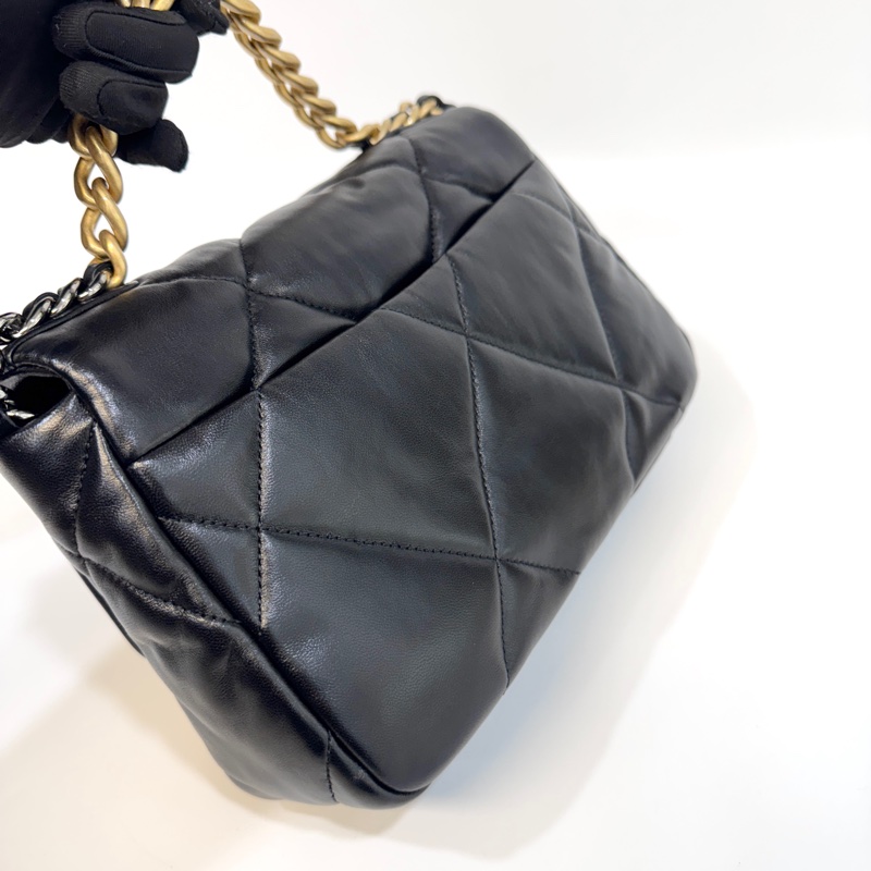 🖤香奈兒19 chanel黑金油蠟羊皮19bag小號26cm AS1160-15